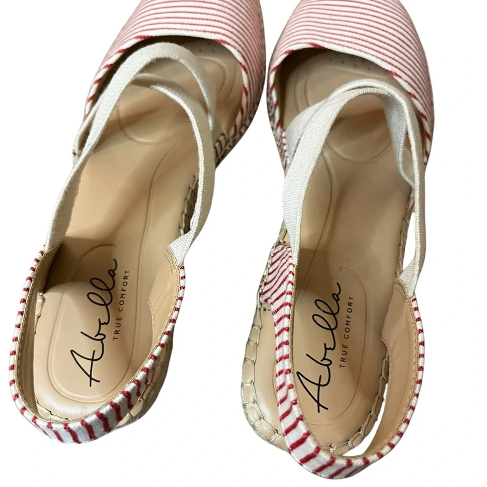 Abella True Comfort red striped espadrille shoes size 8.5